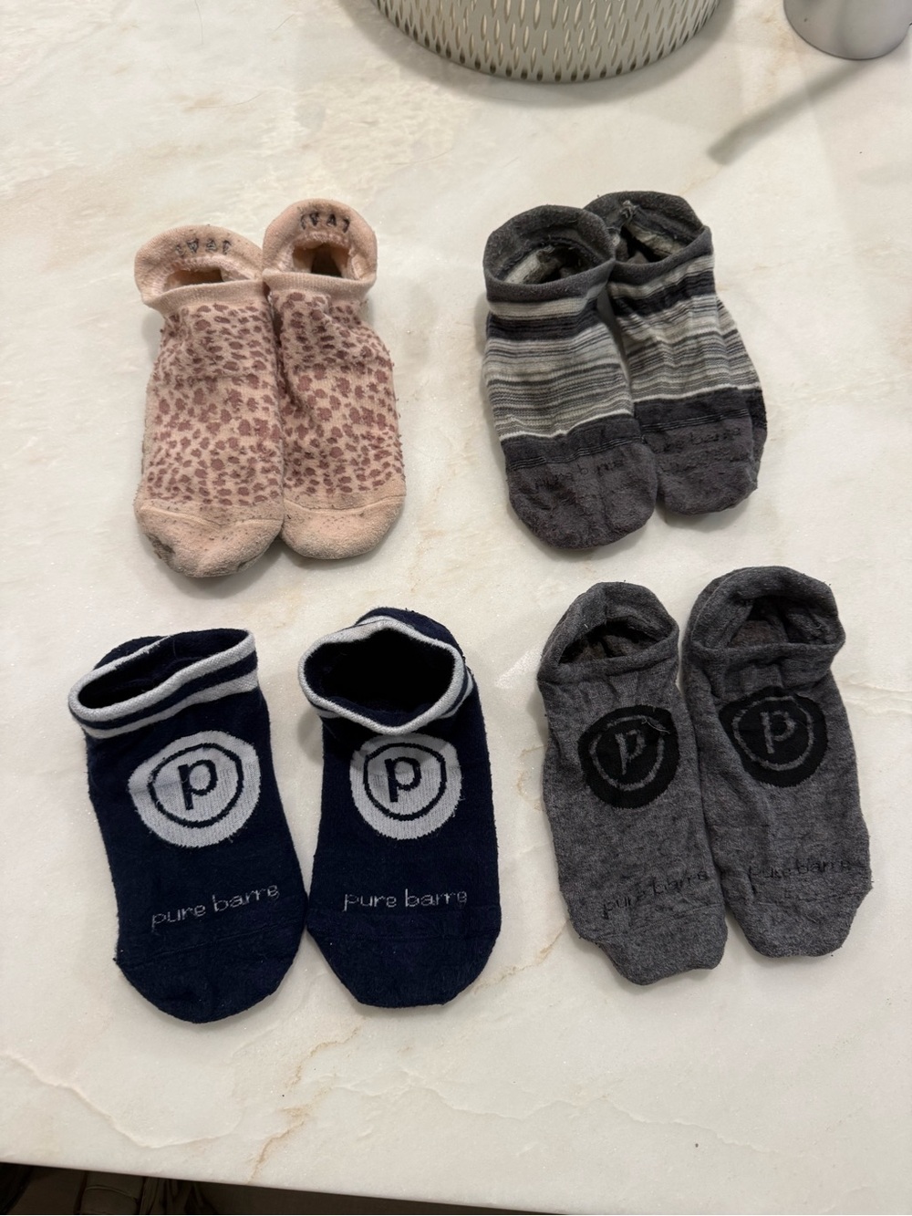 Pure Barre No-Show Athletic Sock Bundle — Navy, Gray, Pink